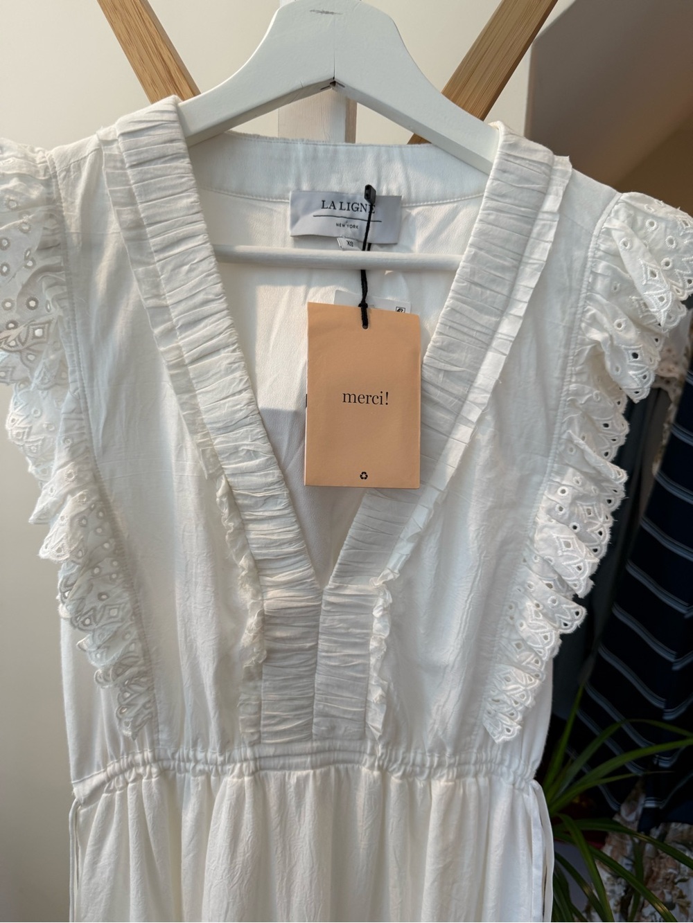 La Ligne White Eyelet Ruffle V-Neck Maxi Dress - Picture 7 of 7